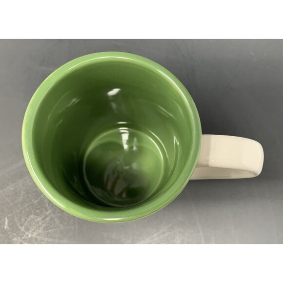 TAG SKIING SNOWMAN HOPE MUG 16 oz Embossed Winter Holiday Xmas Green Interior - Picture 5 of 8